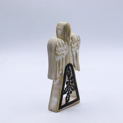 ÁNGEL DE MADERA - RECORTE DECORATIVO 18CM