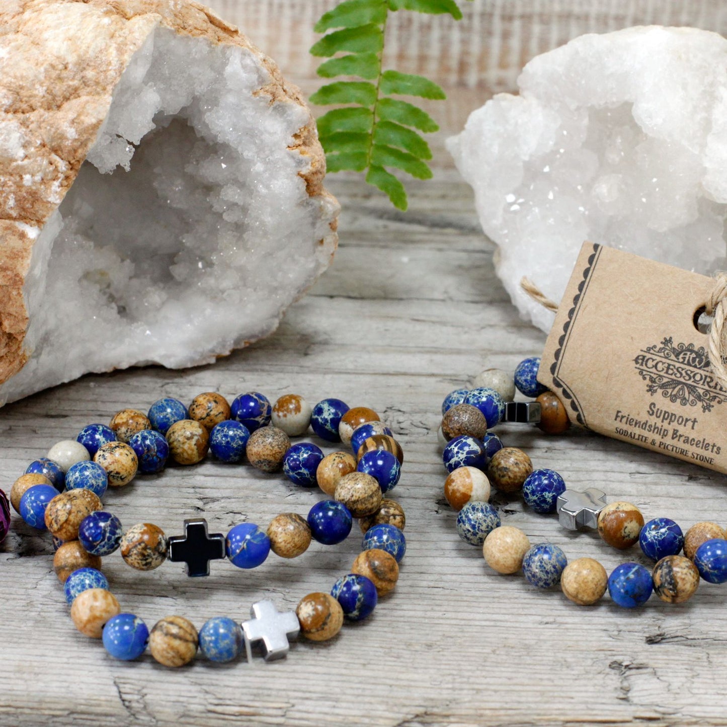 2 PULSERAS DE LA AMISTAD CON PIEDRAS PRECIOSAS - APOYO