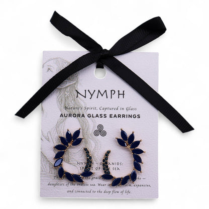 PENDIENTES DE CRISTAL VINTAGE - ARO - AZUL