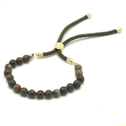 PULSERA AJUSTABLE DE HILO - JASPE PICASSO (MULTICOLOR)