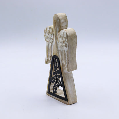 ÁNGEL DE MADERA - RECORTE DECORATIVO 18CM