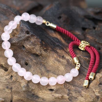 PULSERA AJUSTABLE DE HILO - CUARZO ROSA