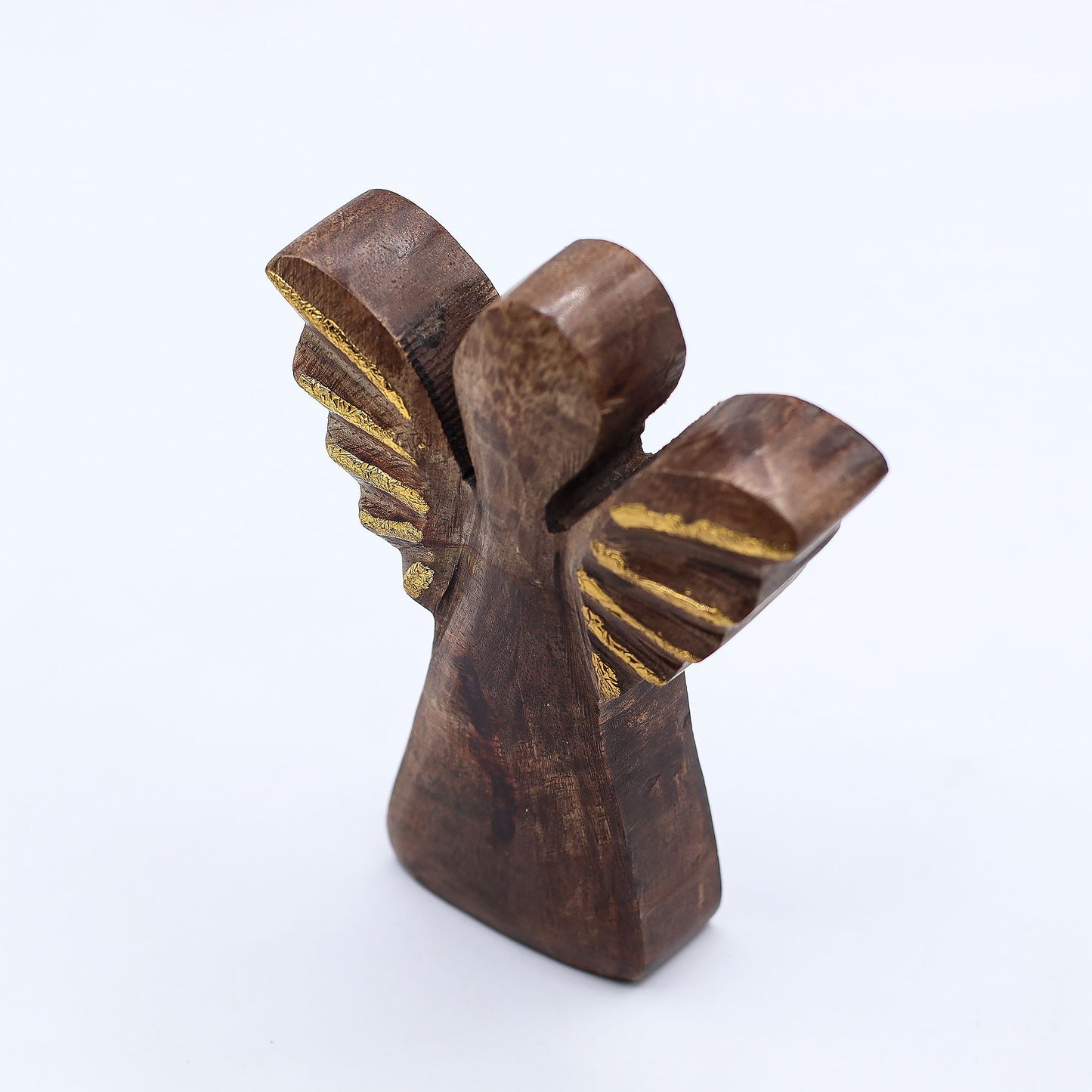 ÁNGEL DE MADERA - ALAS DORADAS 12CM