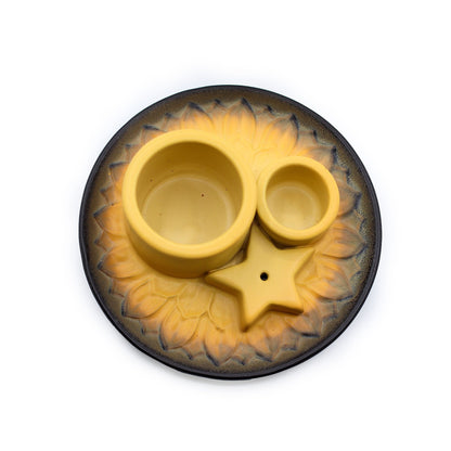 SOPORTE CERÁMICO PARA INCIENSO - ARENA Y GRIS