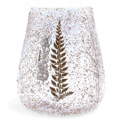 PORTAVELAS FLORAL DE VIDRIO - PINO (15x12cm)