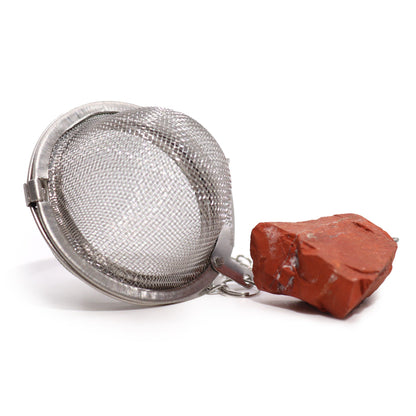 COLADOR DE TÉ CON PIEDRA PRECIOSA - JASPE ROJO