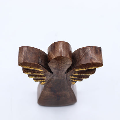 ÁNGEL DE MADERA - ALAS DORADAS 12CM