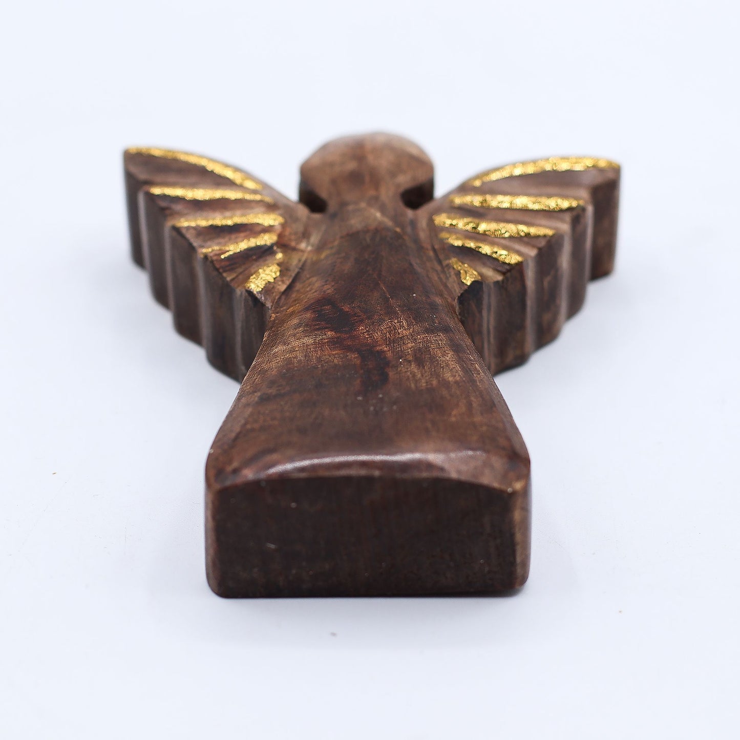 ÁNGEL DE MADERA - ALAS DORADAS 12CM