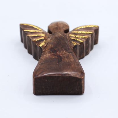 ÁNGEL DE MADERA - ALAS DORADAS 12CM