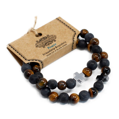 2 PULSERAS DE LA AMISTAD CON PIEDRAS PRECIOSAS - FUERZA