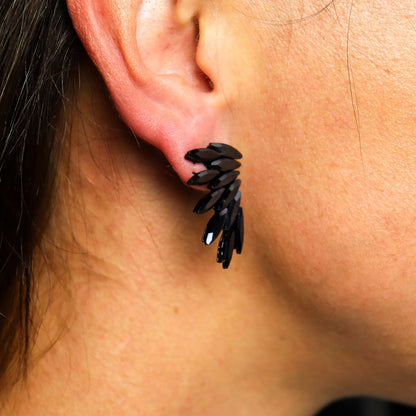 PENDIENTES DE CRISTAL VINTAGE - HADAS - NEGRO AZABACHE