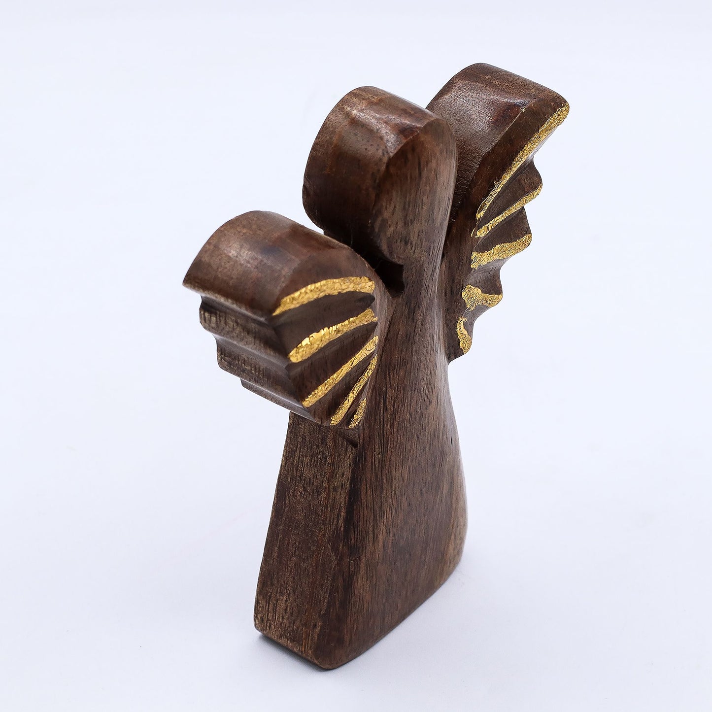 ÁNGEL DE MADERA - ALAS DORADAS 16CM