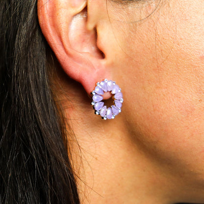 PENDIENTES DE CRISTAL VINTAGE - ARO - LAVANDA