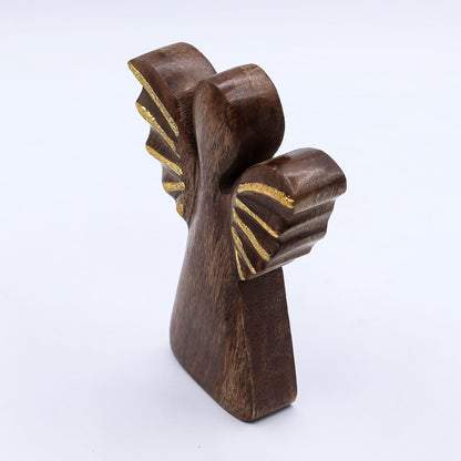 ÁNGEL DE MADERA - ALAS DORADAS 16CM