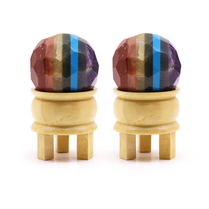 ESFERA FACETADA CON SOPORTE - SIETE CHAKRAS