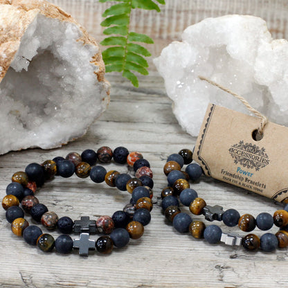 2 PULSERAS DE LA AMISTAD CON PIEDRAS PRECIOSAS - FUERZA