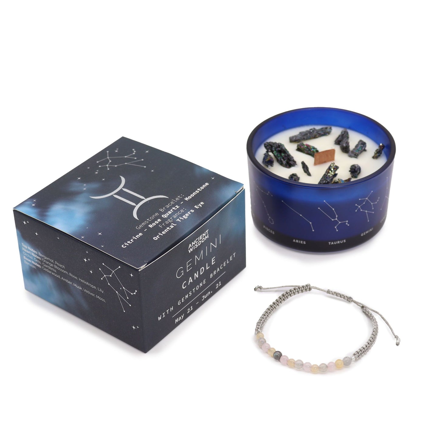 VELA DEL ZODIACO Y PULSERA - GÉMINIS