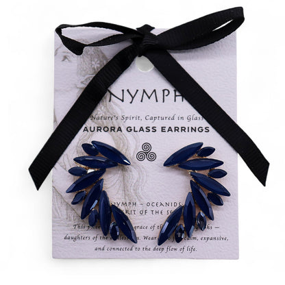 PENDIENTES DE CRISTAL VINTAGE - ALAS DE ÁNGEL - AZUL