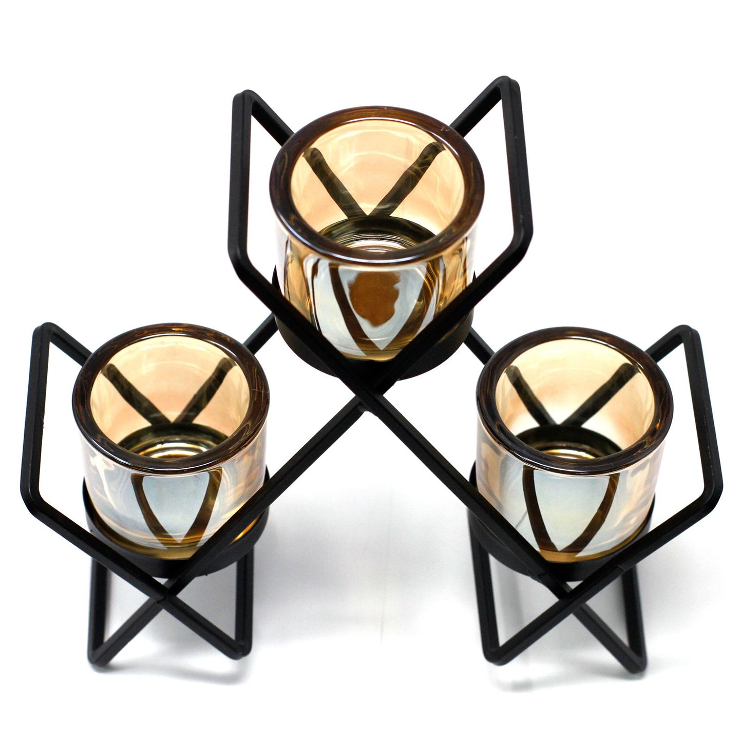 CANDELABRO DE HIERRO - TRIÁNGULO 3 TAZAS