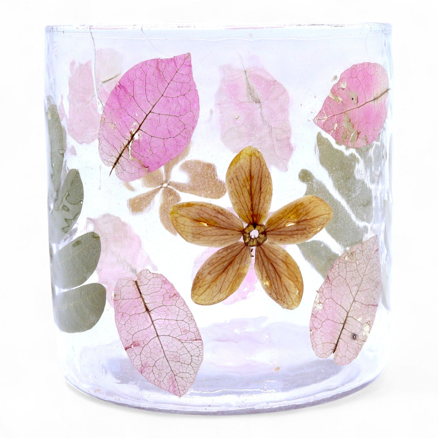 PORTAVELAS FLORAL DE VIDRIO - PRIMAVERA (8x8cm)
