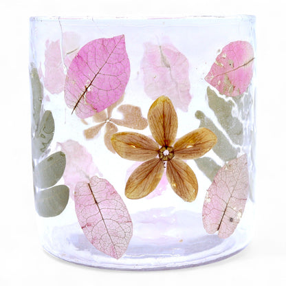PORTAVELAS FLORAL DE VIDRIO - PRIMAVERA (8x8cm)