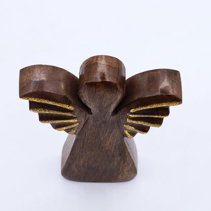 ÁNGEL DE MADERA - ALAS DORADAS 16CM