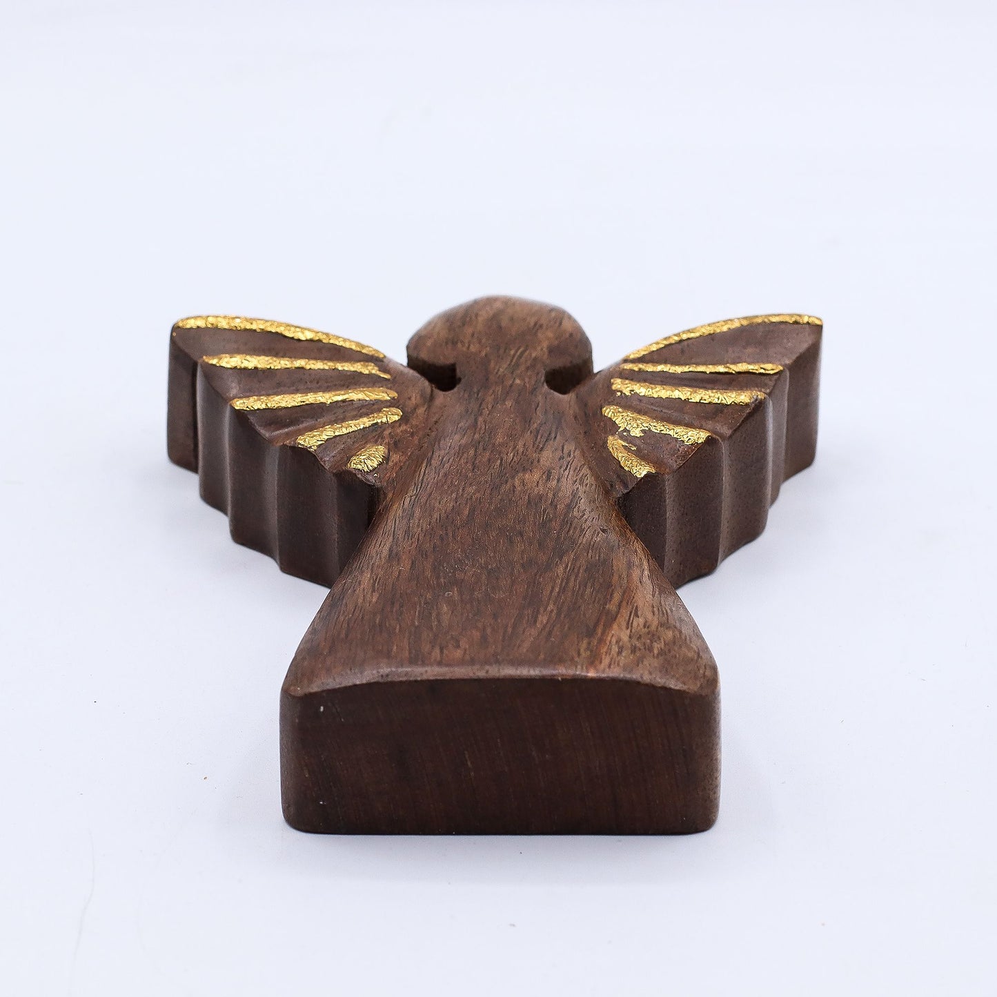 ÁNGEL DE MADERA - ALAS DORADAS 16CM