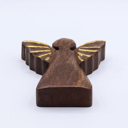 ÁNGEL DE MADERA - ALAS DORADAS 16CM