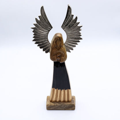 ÁNGEL DE MADERA - ÁNGEL GUARDIÁN 40CM
