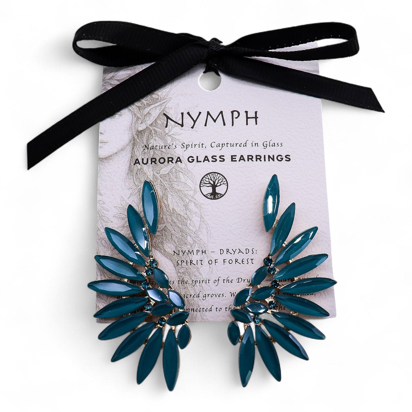 PENDIENTES DE CRISTAL VINTAGE - ALAS DE ANGEL - VERDE TURQUESA