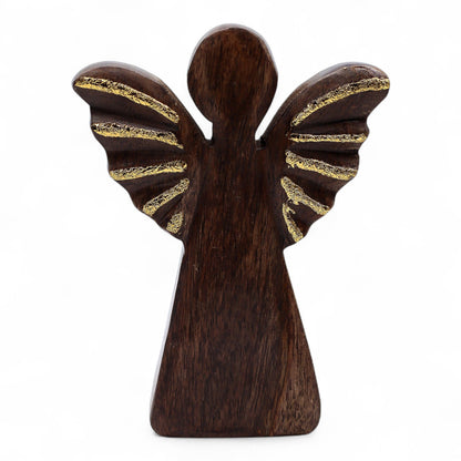 ÁNGEL DE MADERA - ALAS DORADAS 16CM