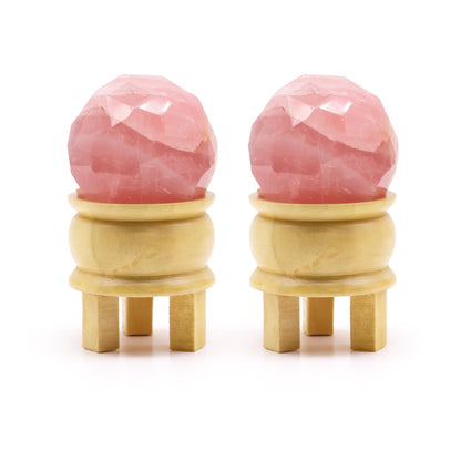 ESFERA FACETADA CON SOPORTE - CUARZO ROSA