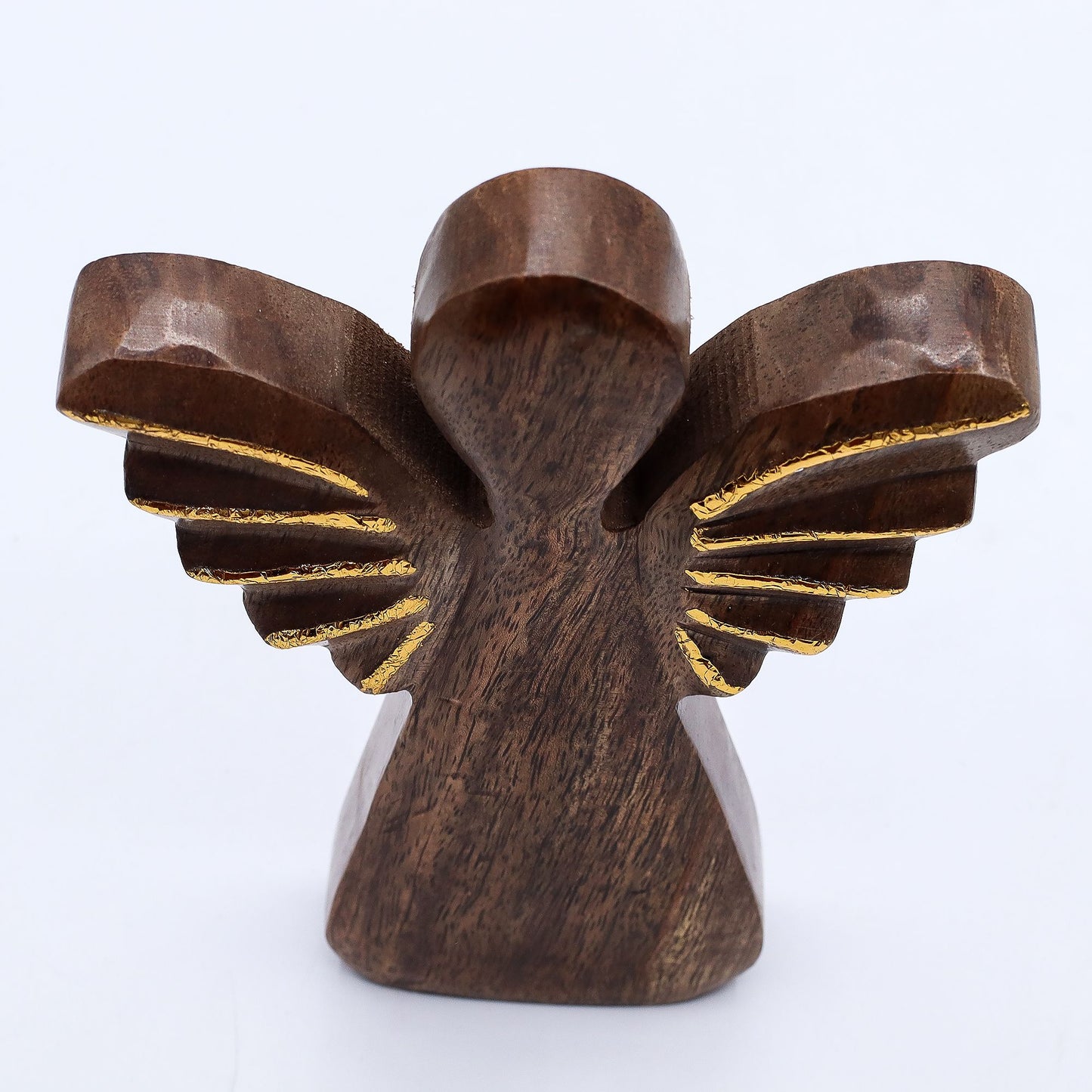 ÁNGEL DE MADERA - ALAS DORADAS 19CM