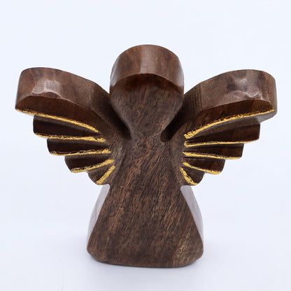 ÁNGEL DE MADERA - ALAS DORADAS 19CM