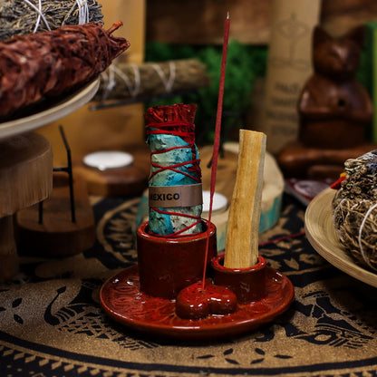 SOPORTE CERÁMICO PARA INCIENSO - ROJO