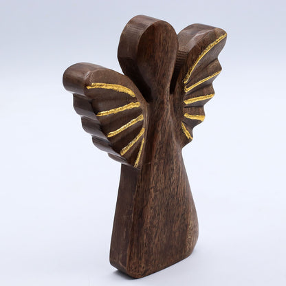 ÁNGEL DE MADERA - ALAS DORADAS 19CM