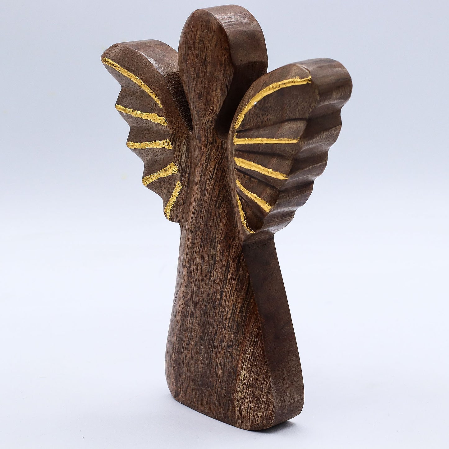 ÁNGEL DE MADERA - ALAS DORADAS 19CM