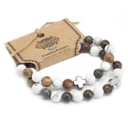 2 PULSERAS DE LA AMISTAD CON PIEDRAS PRECIOSAS - PAZ