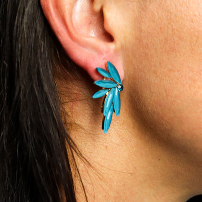PENDIENTES DE CRISTAL VINTAGE - HADAS - VERDE TURQUESA