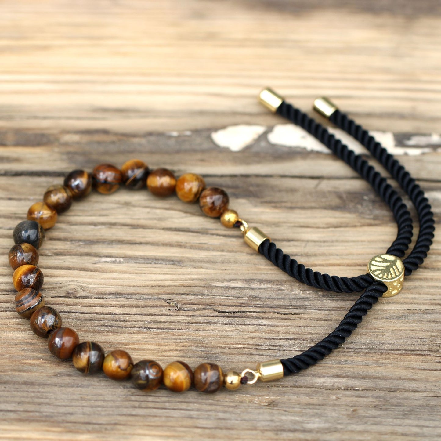 PULSERA AJUSTABLE DE HILO - OJO DE TIGRE