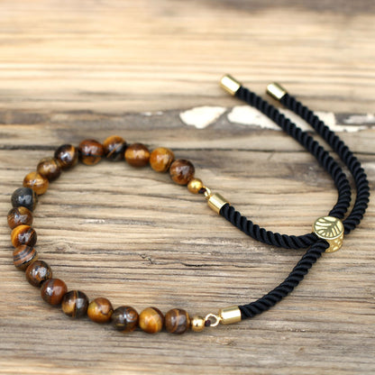 PULSERA AJUSTABLE DE HILO - OJO DE TIGRE