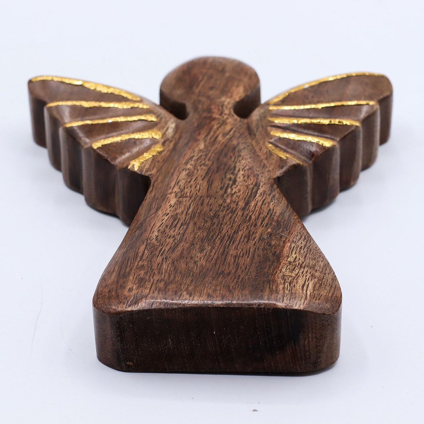 ÁNGEL DE MADERA - ALAS DORADAS 19CM