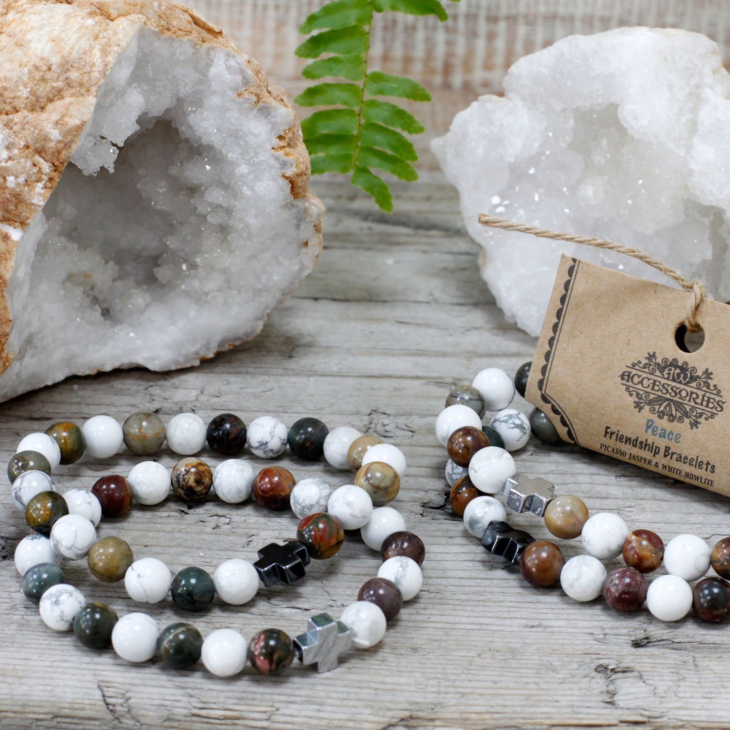 2 PULSERAS DE LA AMISTAD CON PIEDRAS PRECIOSAS - PAZ