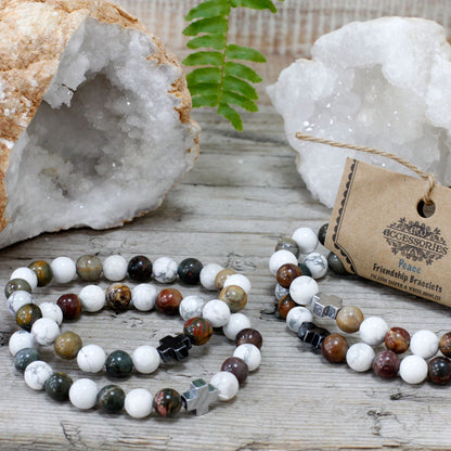 2 PULSERAS DE LA AMISTAD CON PIEDRAS PRECIOSAS - PAZ