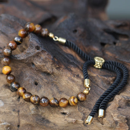 PULSERA AJUSTABLE DE HILO - OJO DE TIGRE