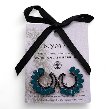 PENDIENTES DE CRISTAL VINTAGE - ARO - VERDE TURQUESA