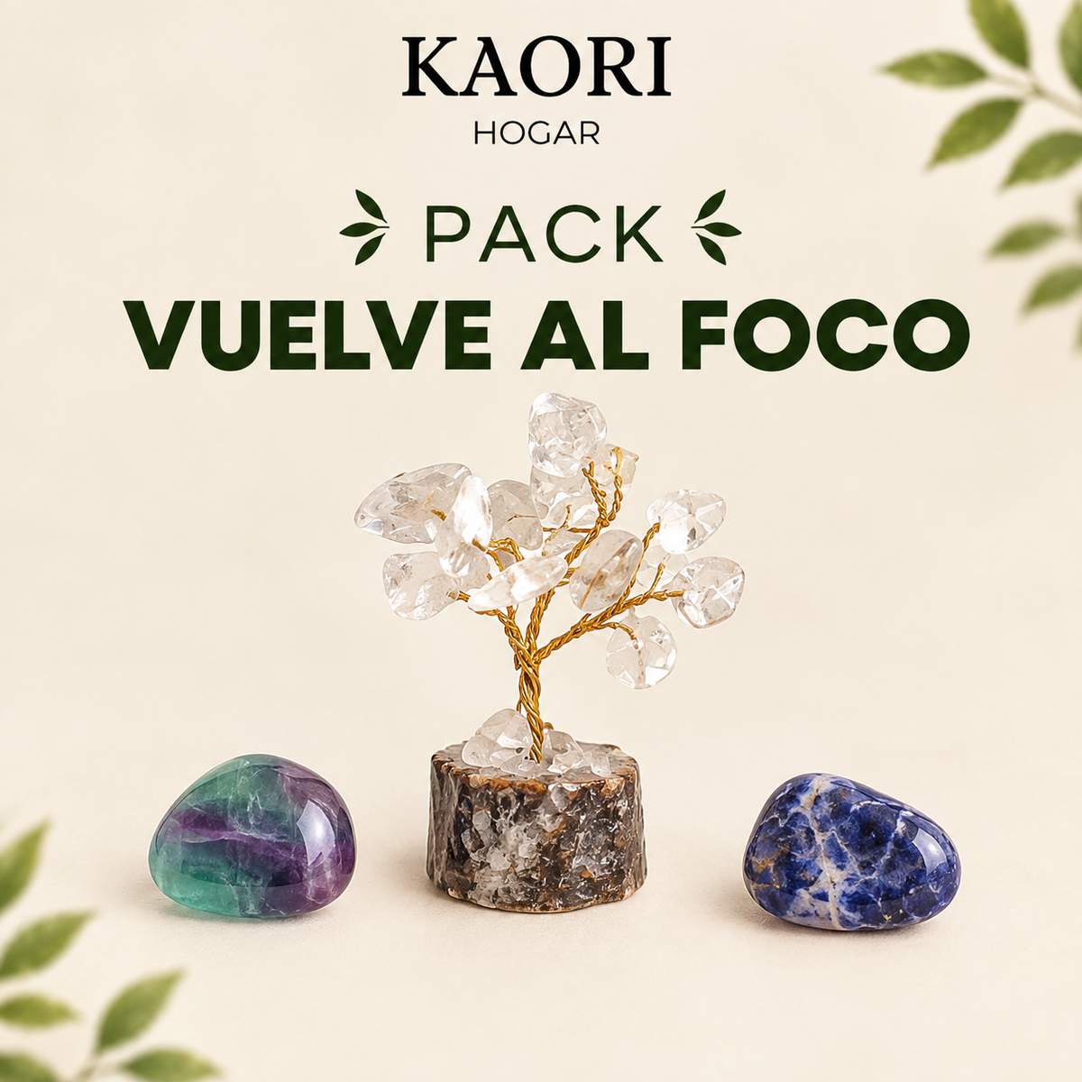 PACK VUELVE AL FOCO - FLUORITA, SODALITA, CUARZO DE ROCA