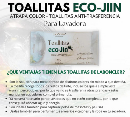 TOALLITAS ECO-JIN - ATRAPA COLOR PARA LAVADORA · FIBRAS 100% NATURALES