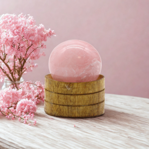 ESFERA CON SOPORTE - CUARZO ROSA - 40MM